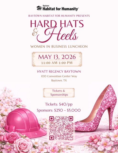 Tickets are now available!
We even have a limited time “Bring a Bestie Bundle”!
Check it out here: https://baytownhabitat.org/hard-hats-heels/
#womenempowement #baytownhabitat #fillyourcup