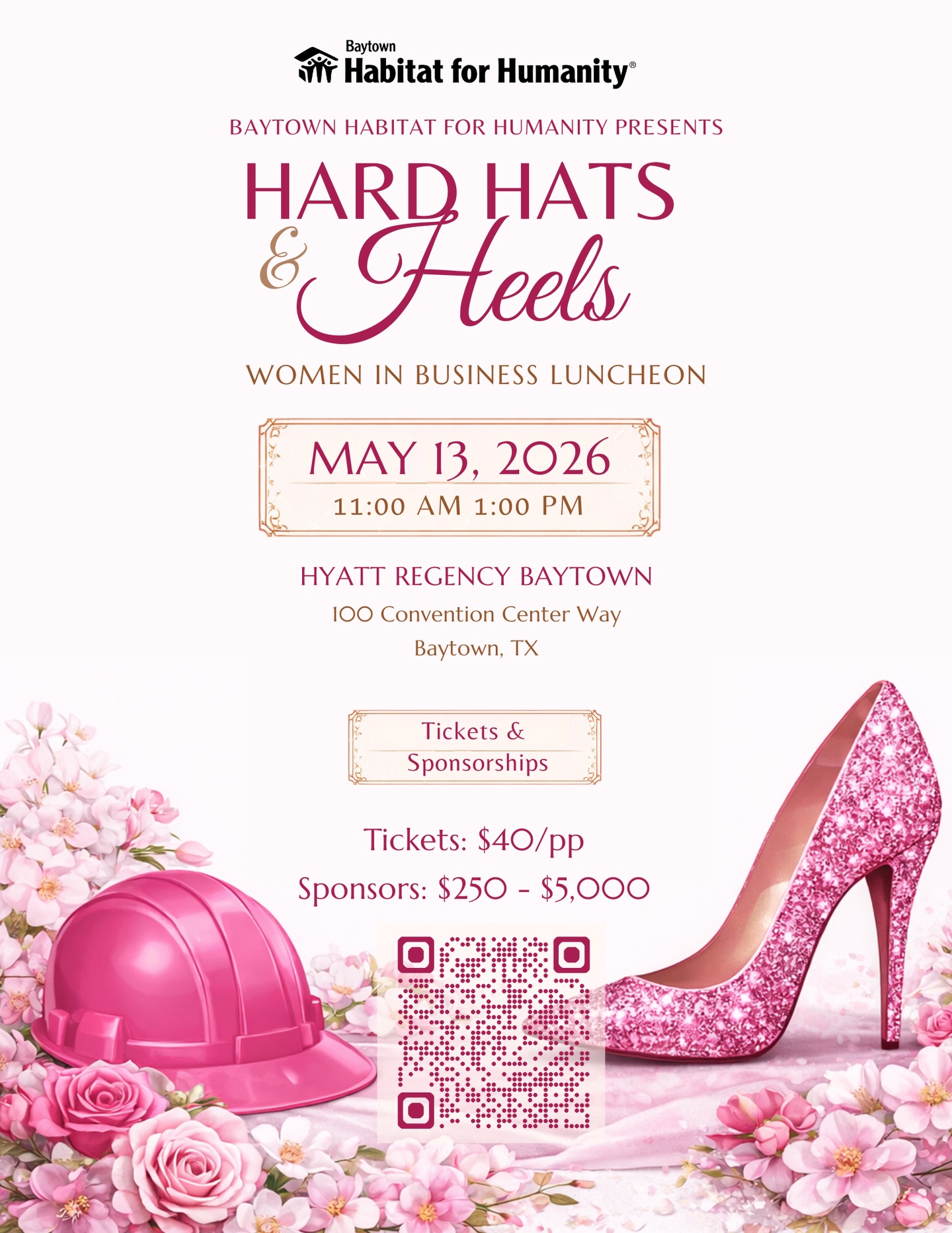 Tickets are now available!
We even have a limited time “Bring a Bestie Bundle”!
Check it out here: https://baytownhabitat.org/hard-hats-heels/
#womenempowement #baytownhabitat #fillyourcup