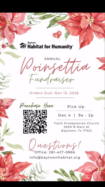 π DECK THE HALLS. HELP BUILD A HOME.
Our annual Poinsettia Fundraiser is officially underway! β€οΈ
π² Order yours today and help us make this holiday season bloom!
#BaytownHabitat #PoinsettiaFundraiser #DeckTheHalls #ChristmasWithPurpose #buildinghope