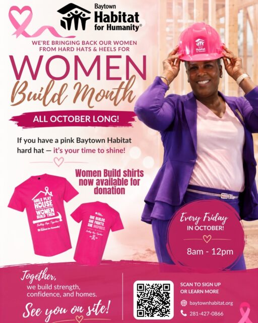 Women Build Month is happening all October long, and we still have a few spots left!

Grab a friend, coworker, or group of ladies and come spend the morning with us building, learning, and making a difference for a local family.

Can’t make it out to build? You can still support Women Build! Our Women Build shirts are available for purchase even if you aren’t volunteering.

No experience is needed. Just come ready to have fun and help us build! 💪💗

October 16th is officially FULL, but we have openings for THIS FRIDAY!!
Sign up today before the remaining spots are filled!
https://www.zeffy.com/en-US/ticketing/women-build