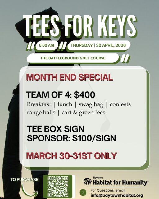 Month End Special!!!
Today and tomorrow only - get $200 off a team of 4
or
$50 off a tee box sign
https://www.zeffy.com/en-US/ticketing/tees-for-keys-golf-tournament
