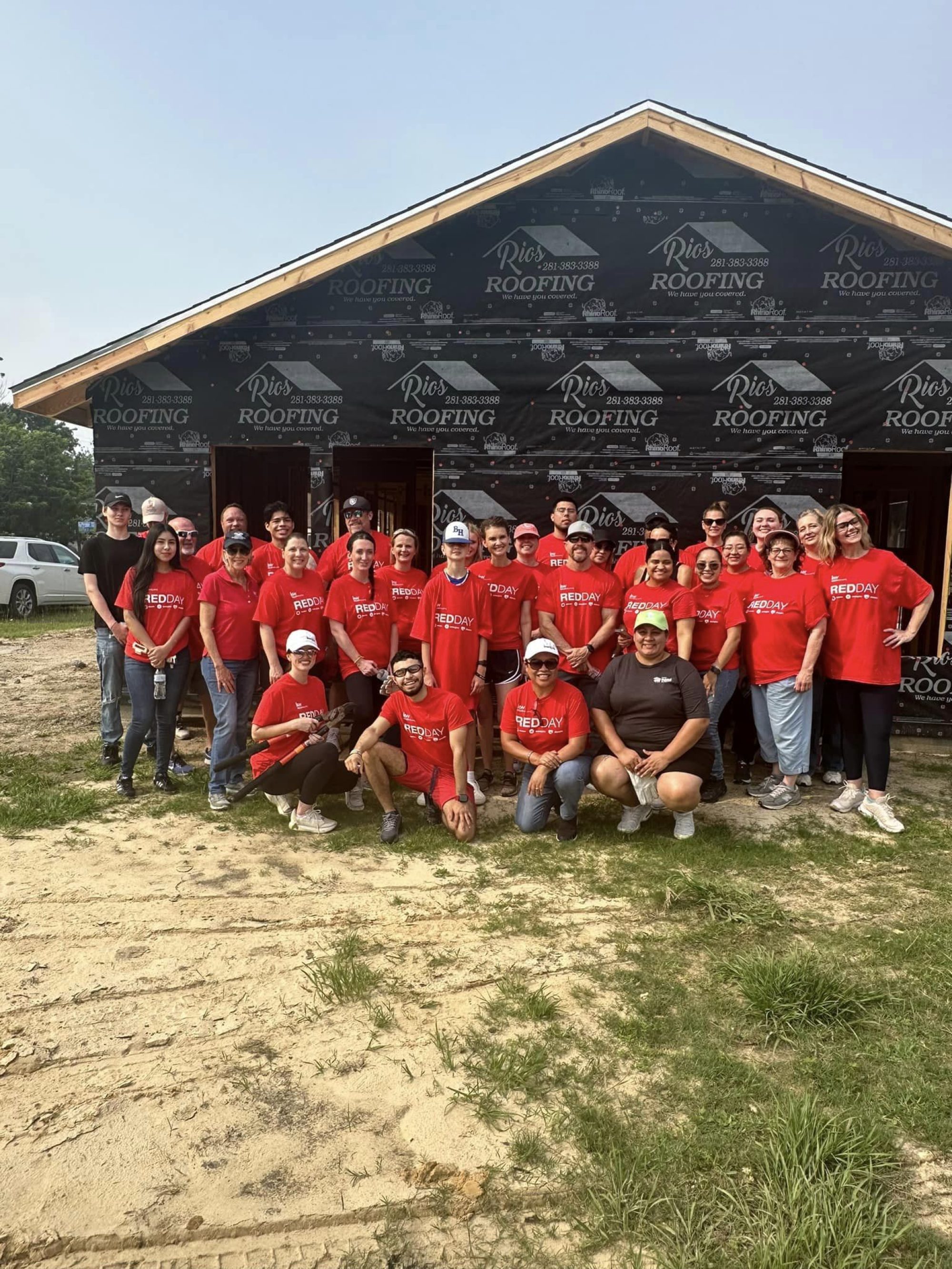 volunteers helping to build a house in Baytown, Tx for Habitat for Humanity Baytown